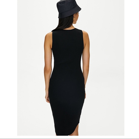 Wilfred Free/Aritzia- Black Ribbed Bruni Tank Midi Dress - Picture 3 of 11